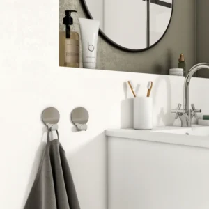 Cuier baie Sensea Essential, 1 agatatoare, din otel, fixare prin lipire, argintiu, set 2 buc