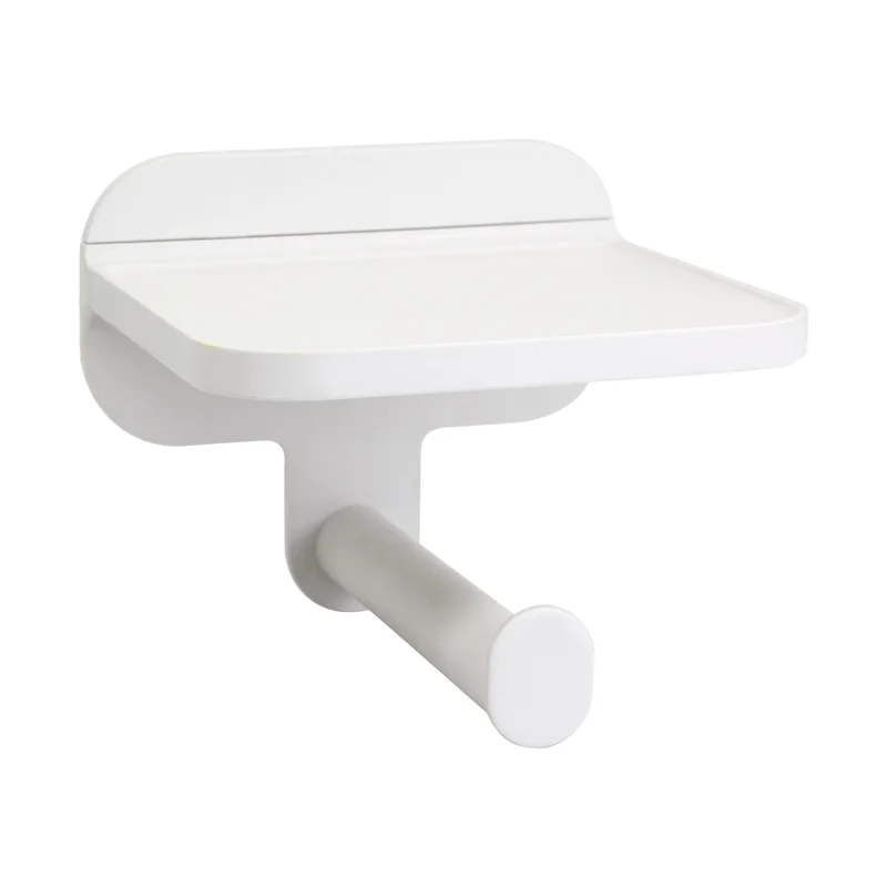 Suport hartie igienica Sensea Easy, din plastic, fixare prin gaurire, alb mat - imagine 3