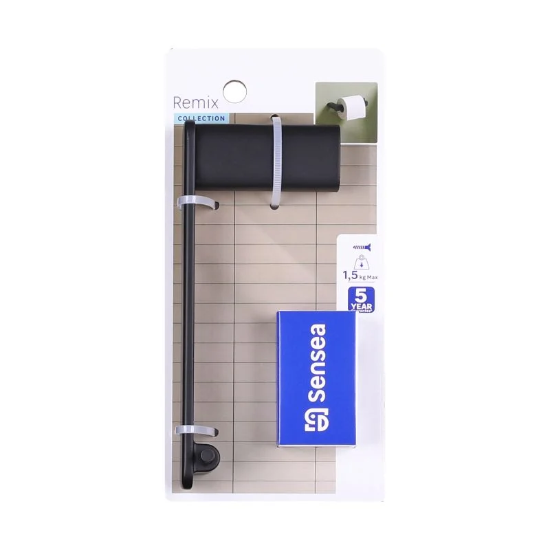 Suport hartie igienica Sensea Remix, din metal, fixare prin gaurire, negru mat - imagine 2