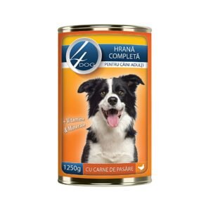 Hrana umeda caini, 4Dog, conserva 1.25 kg, toate taliile, adult, carne de pui