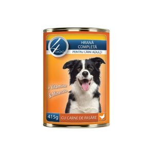 Hrana umeda caini, 4Dog, conserva 415 g, toate taliile, adult, carne pui