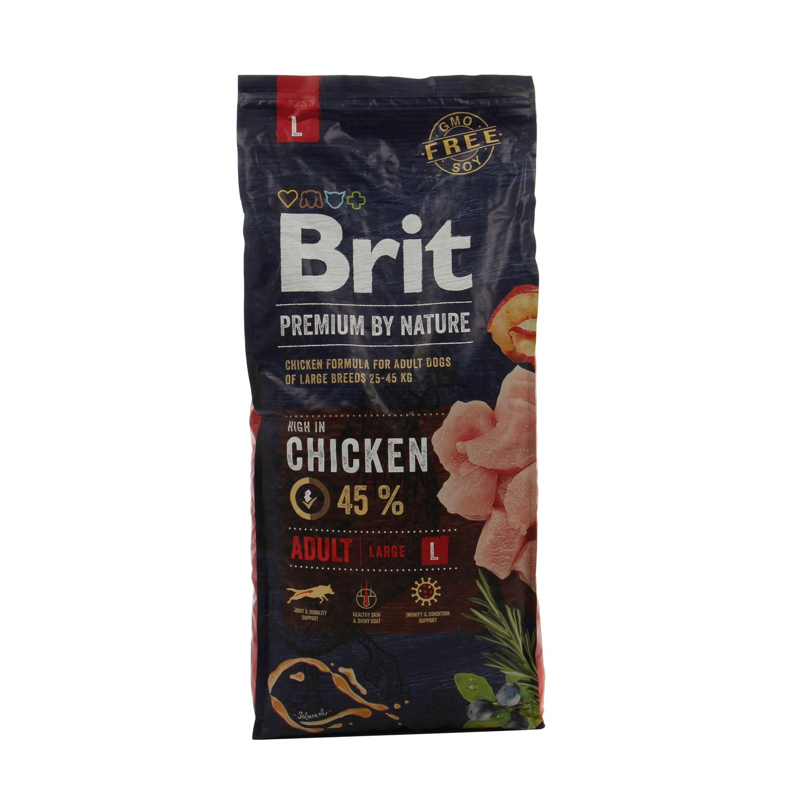 Hrana uscata caini, Brit Premium, sac 15 kg, talie mare, adult L, carne de pui