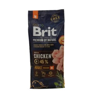 Hrana uscata caini, Brit Premium, sac 15 kg, talie medie, adult M, carne de pui