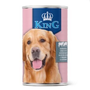Hrana umeda caini, King Dog, conserva 1.24 kg, toate taliile, adult, carne de vita