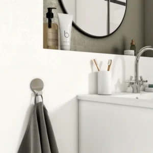 Cuier baie, pentru prosop, Sensea Essential, 1 agatatoare, din otel, fixare cu lipire, argintiu