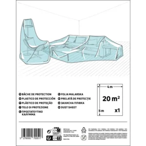 Folie protectie pentru zugravit, din polietilena, 5 x 4 m, 5 microni